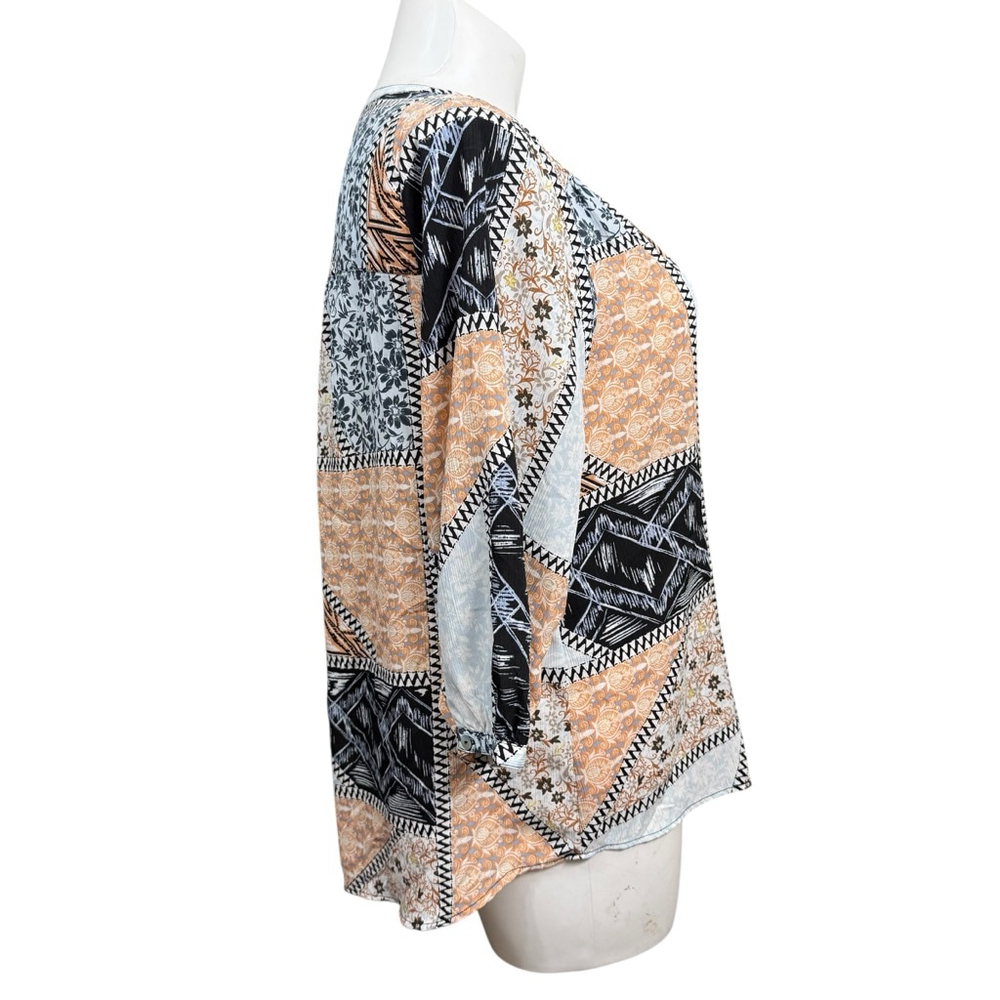 Investments Ii Patchwork Print Button Front Blous… - image 4